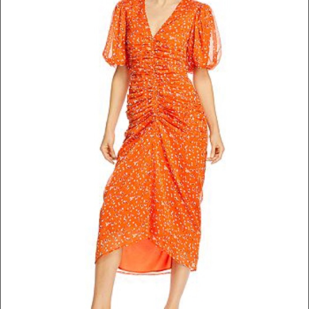 Orange Endless Rose Floral Midi Dress